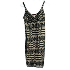 Vintage First Kiss Floral Black Lace Bodycon Dress Size Large Made in the USA