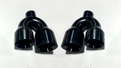 Pair Stainless Exhaust Tail Pipe Tips 2.5" In Quad 3.5" Out Staggered Dual Wall - Foto 12