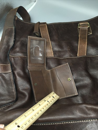 Cole Haan Large Leather Travel or Business Two Straps Tote Bag - Brown distress - Picture 5 of 12