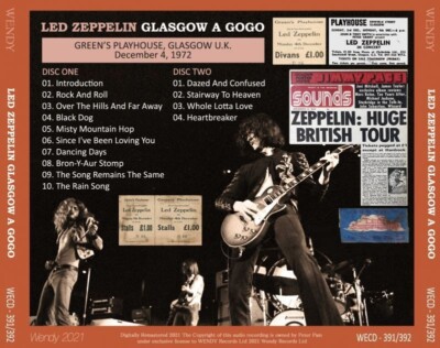 Led Zeppelin 1972 Glasgow A Go Go 2CD Live Concert Rare New Free