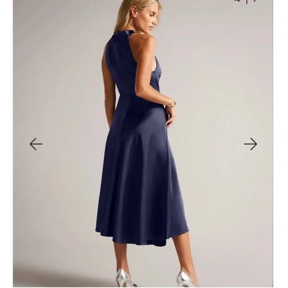 Ted Baker L18816 Womens Blue Renon Twist Neck Midi Dress Size 0 | eBay