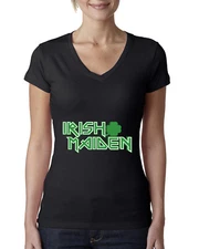Irish Maiden Funny Irish Parody St Patricks Day Women Junior V-Neck Tee