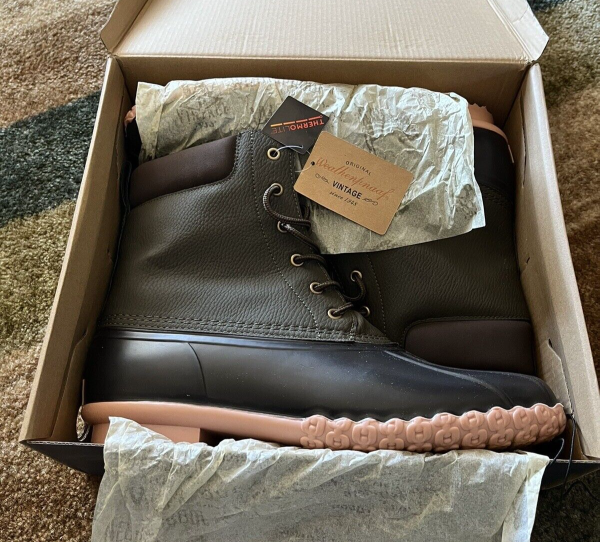 Original Weatherproof Vintage Adams II Duck Mens Gray Boots Size 13M Weatherproof Vintage Adam II Duck Boots Mens 13M Black Faux  main image 2