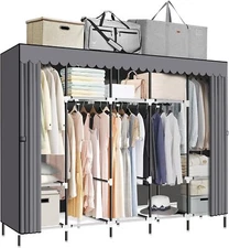 LOKEME Portable Closet, Great Size 82-Inch 82 x 17.7 x 69 inches, Grey 