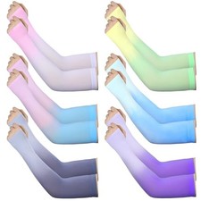 6 Pairs UV Sun Protection Arm Sleeves to Cover Arms for Women Large Warm Color