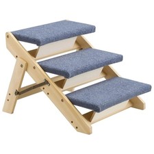 Wood Pet Stairs, 3-Step Dog Stairs for Beds, Sofa  Cars, 150lbs Load Capacity