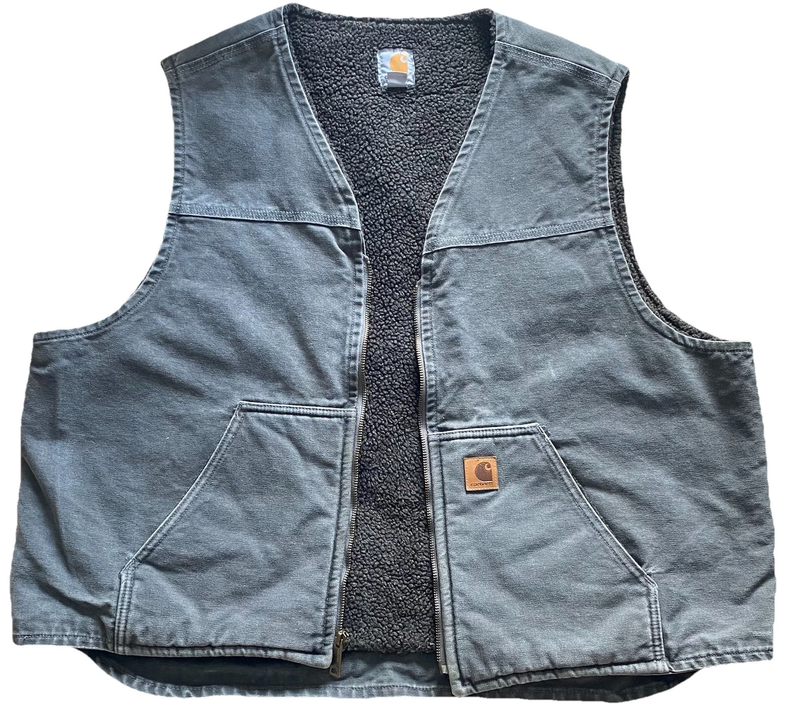 GUC Carhartt Gray Sherpa Lined Men's Vest 2XL Regular Fit