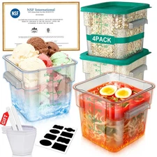4QT NSF Food Storage Containers with Lids: 4 PCS Total Grade  Hot&Cold