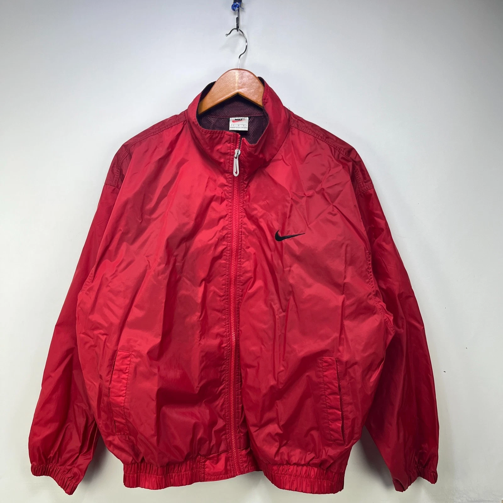 Vintage 90s Nike Swoosh Windbreaker Jacket Large Red