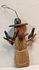 Wood Metal Rustic Snowman Ornament.