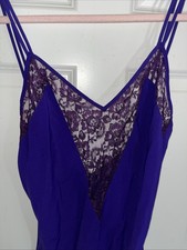 Vintage Victoria's Secret Chemise Ladies M Purple Lace Nightgown White Label Y2K