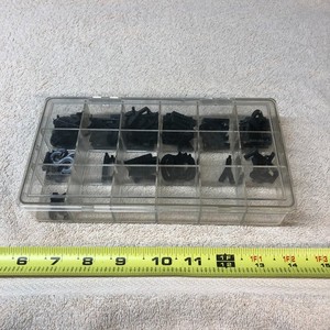 LOT OF 78 LETTERS & 2 NUMBERS FOR SIGN BOARD IN CLEAR PLASTIC STORAGE CASE - USA