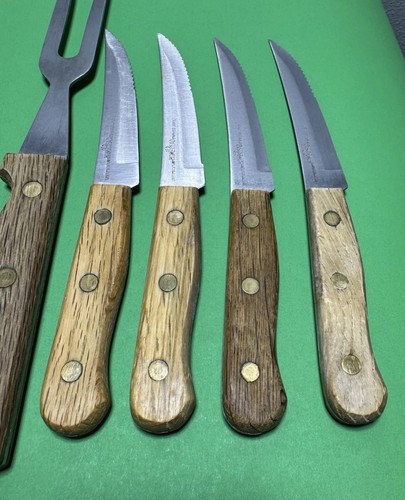 Vintage 8er Set alte Gehöft Messer Koch Filet Boner Gabel Steak Lifetime Besteck - Bild 5 von 15