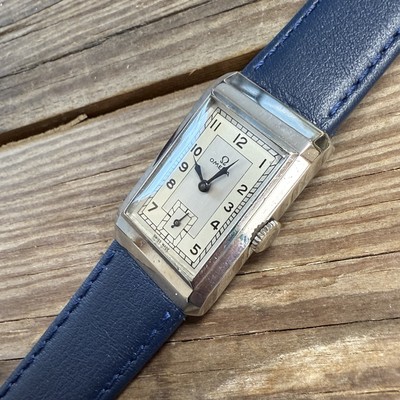 Rare 1930s Manual Wind Omega Tank Early  waterproof Style  Watch