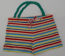 HANDMADE UPCYCLED KIDS PURSE MULTI-STRIPE SHORTS 12.5X8 IN TOTE DOUBLE HANDLES