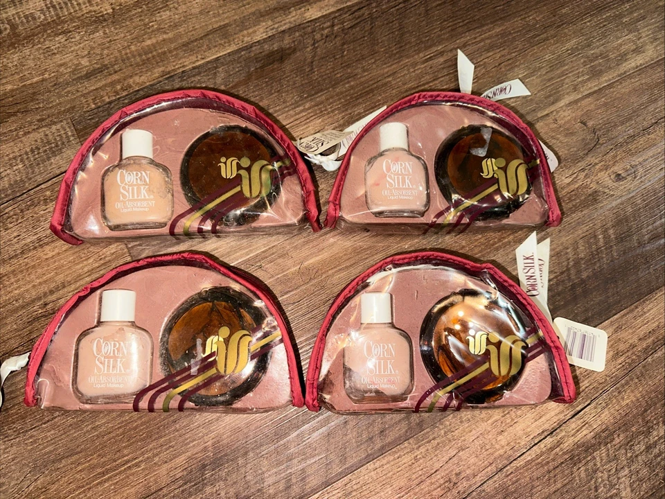 4 VINTAGE NEW CORN SILK OIL ABSORBENT PRESSED POWDER  NO COLOR RARE  & LIQUID - Image 2 of 4