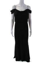 Jenny Yoo Collection Womens Draped Sleeveless Zip Up Maxi Dress Black Size 8