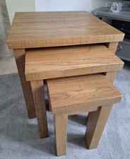 NEXT Solid Oak Nest of Tables Set Of 3 (Collection Only BEDFORD)