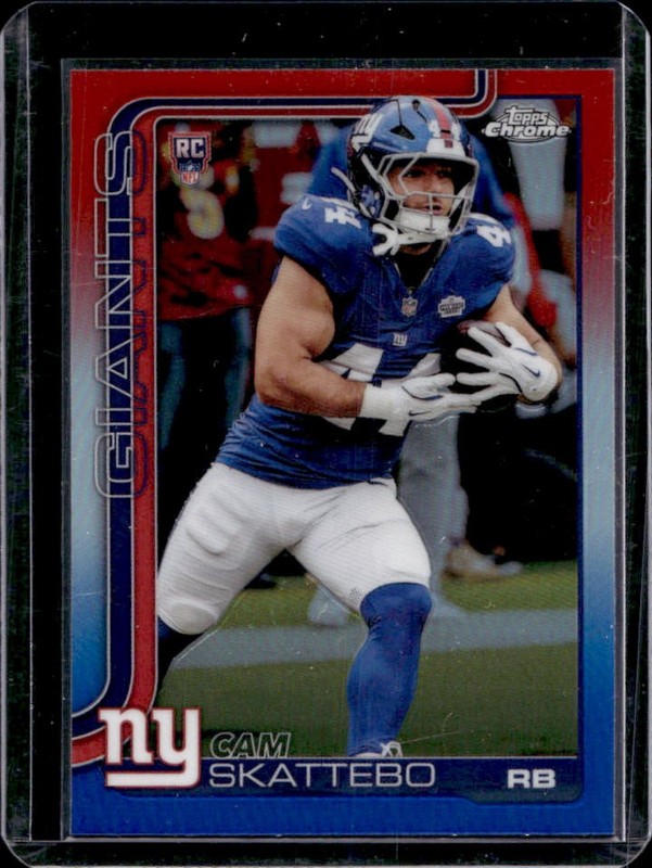 2025 Topps Chrome Cam Skattebo Rookie RC Red/White/Blue Refractor #331 Giants