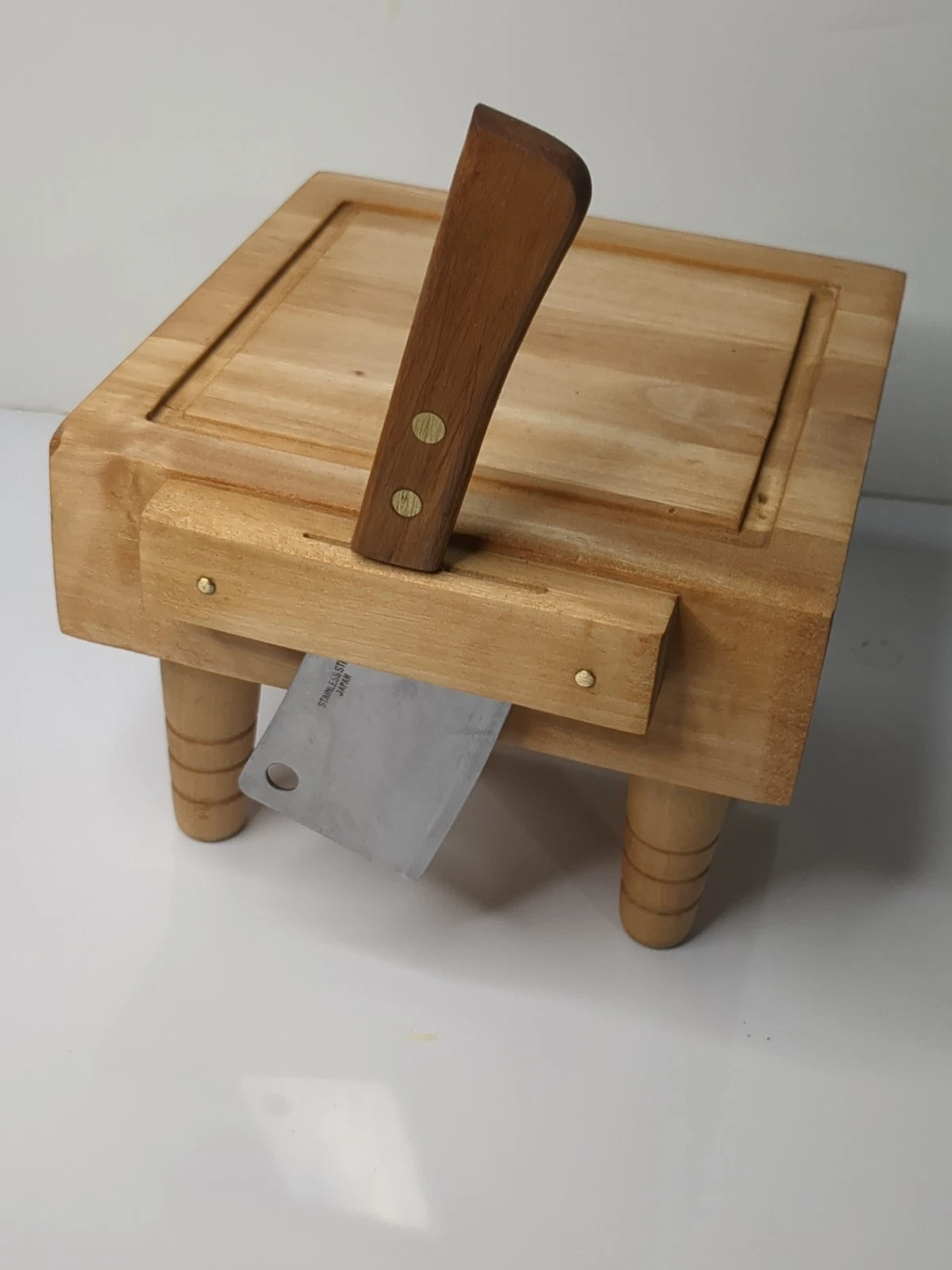 Vintage Mini Wooden Butcher Block Cheese Board with Cleaver Made in Japan
Opens in a new window or t