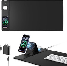 New - ABCMat Mouse Pad with Magnetic Wireless Charging & Adjustable Phone Stand,