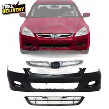 New 2006-2007 Front Upper Lower Grille Bumper Cover Primed Honda Accord