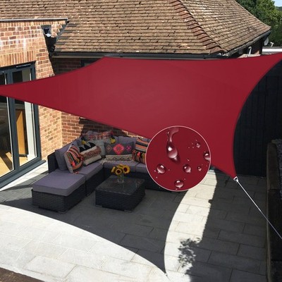 Red 5-24FT Waterproof Sun Shade Sail Garden Pool Patio Rectangle