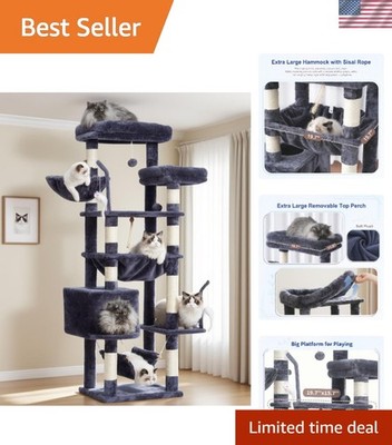Fun-Filled 63  Cat Tree with Scratching Posts & Hammocks for Large Breeds