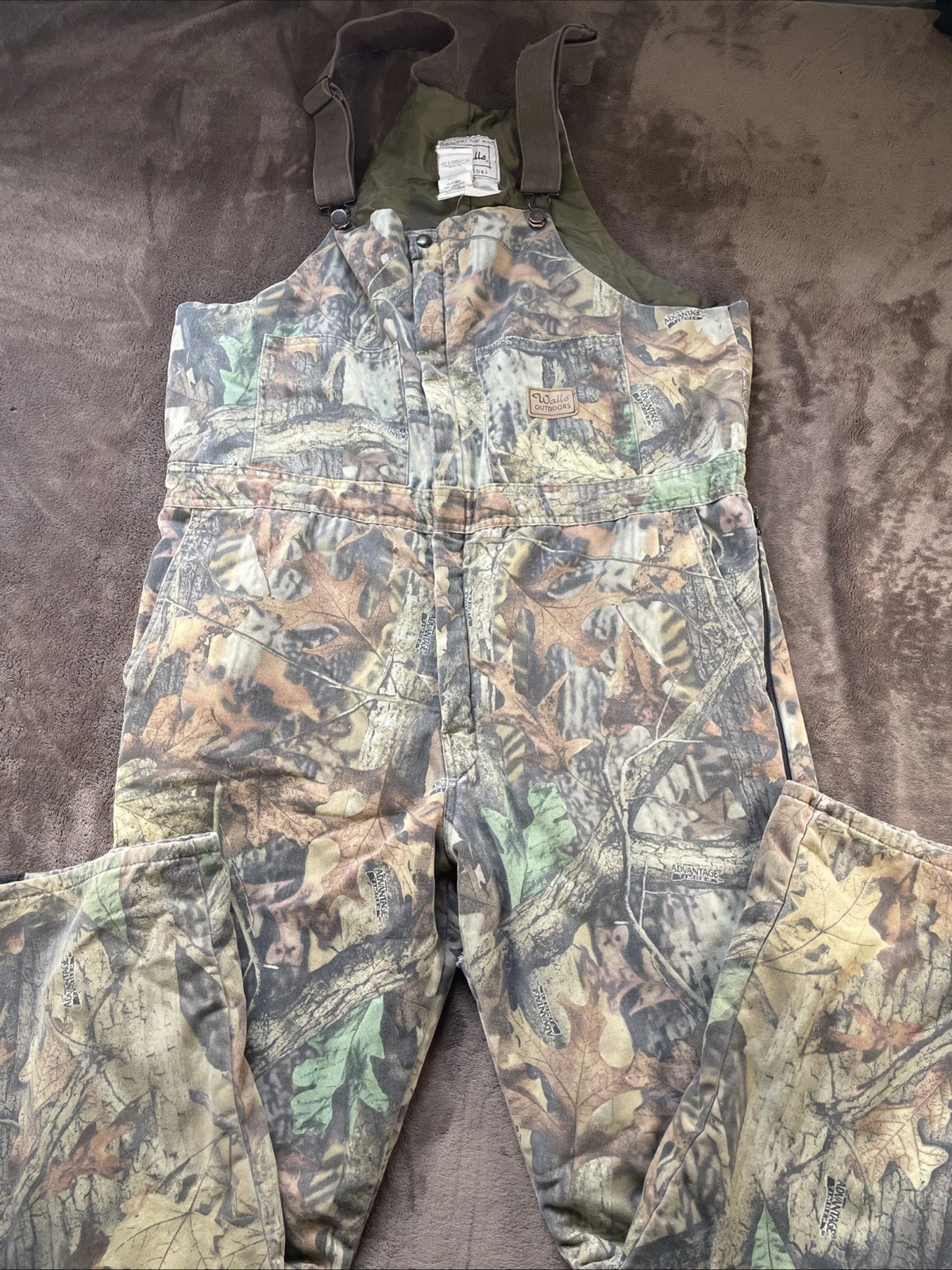 VINTAGE Walls Outdoors Overalls Mens XLT Camo Realtree Hardwood Hunting Bib READ