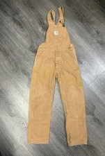 Vtg Carhartt Bib Overalls Unisex Kid  s Sz 6x/7 Dbl Knee Cargo Canvas Farm Chore