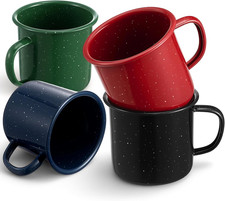 4 Pcs 16Oz Enamel Mugs Outdoor Camping Coffee Cups for Hot Cold Beverages Durabl
