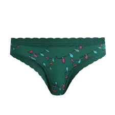 MeUndies FeelFree UltraModal Lace Tanga in Light Me Up Holiday Christmas Medium