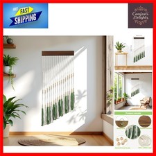 Chic Boho Macrame Wall Hanging Art Tapestry, Green 15.75" W x 37" L