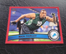 2011 Topps NICK FAIRLEY Red Border /77 SSP Rookie Card RC #219 Detroit Lions. rookie card picture