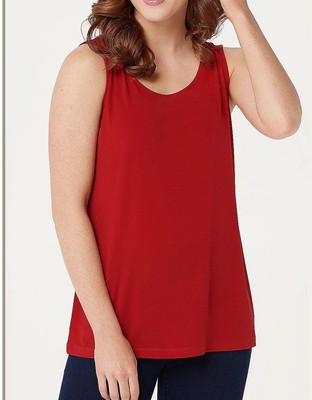Susan Graver Modern Essentials Size 3X Scarlet Red Liquid Knit Scoop Neck Tank