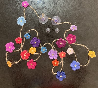  NEW 75'' Hand Crochet Flowers Bunting Window sequin Camper SUMMER  gift