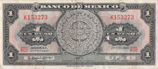 Mexico 1 Peso 27.VIII.1969 Series BGD Prefix K Circulated Banknote XI
