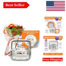 Bariatric Meal Prep Containers - 3 Pack Reusable Glass Portion Control Sets