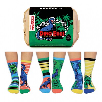 United Oddsocks Kinder Dino Ei Socken - Größe 12-6 - Kinder Neuheit Socken