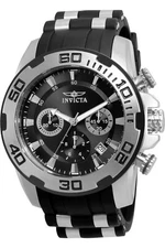 Invicta Men's 50mm Pro Diver SCUBA Chronograph Black Dial Silver Tone SS Watch