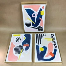 ArtbyHannah Set of 3 Abstract Wall Art Framed Canvas Prints Home Decor 12"x16"