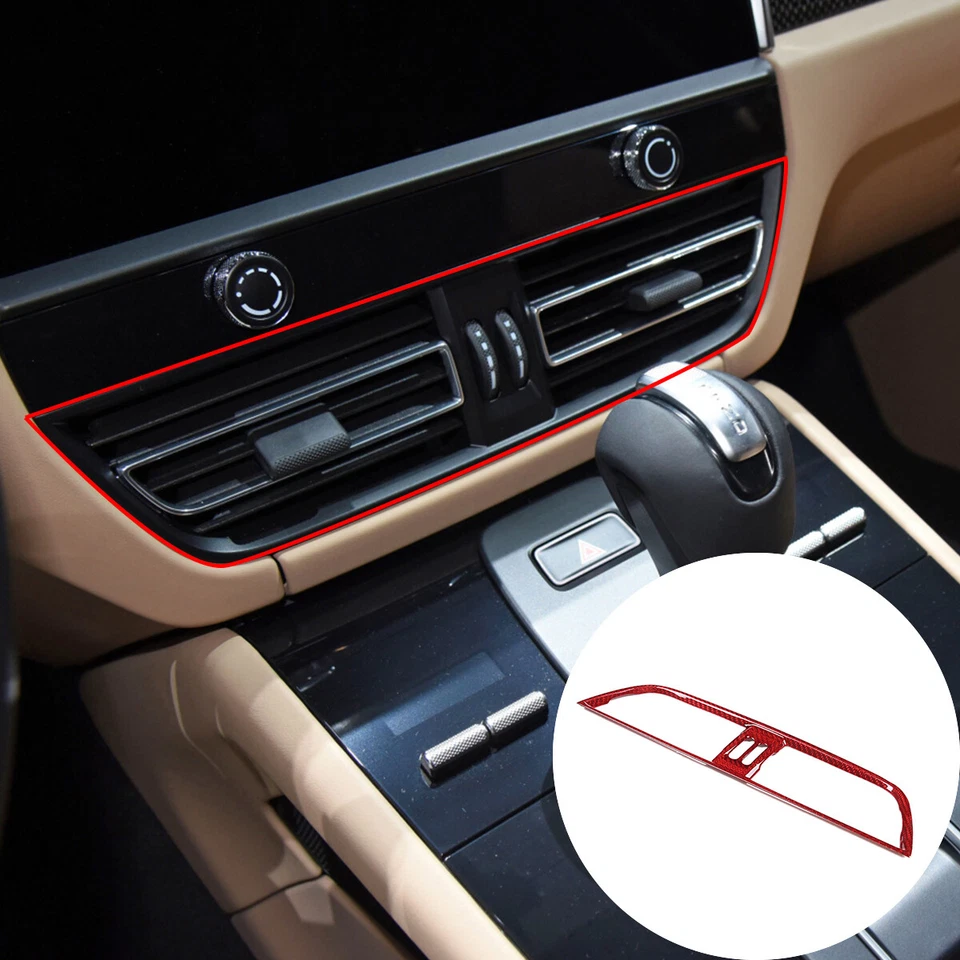 Real Red Carbon Fiber Center Control Air Outlet Fit For Porsche Macan 2014-22 - Image 3 of 4
