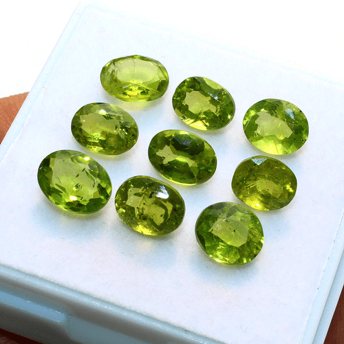 9 Pcs Natural Peridot Untreated 7-8mm Oval Faceted Cut Top Quality Gemstones Lot - Picture 9 of 13