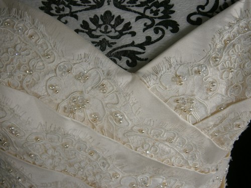 Paloma Blanca Wedding Dress Ivory 12 Silk Lace Embroidery Strapless Bow Canada - Picture 7 of 19