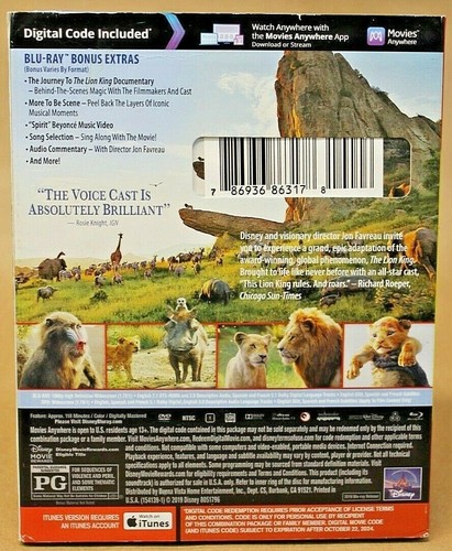 The Lion King (Blu-ray, 2019) SEALED - Picture 3 of 4