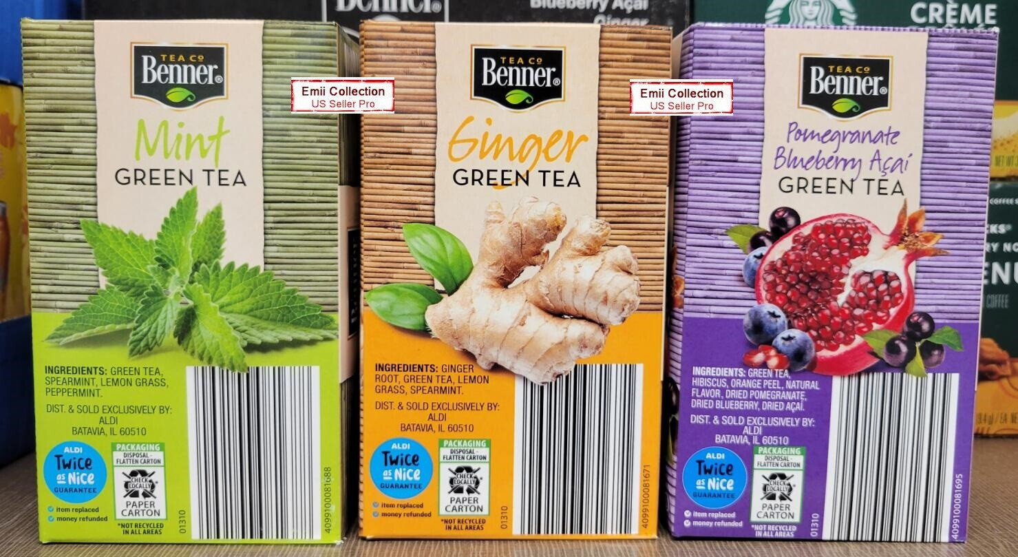 Benner's Premium Green Teas Mint, Ginger, Pomegranate Blueberry Acai (3 Boxes) eBay