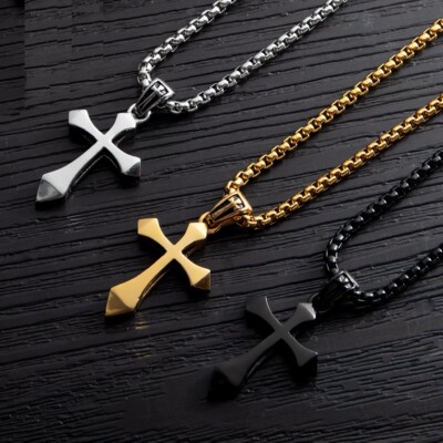 Shiny Cross Kette Gold - | Wasserfester Schmuck, 18K Vergoldet