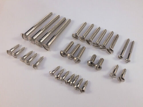 New SINGLE SLOT NICKEL SCREWS SET for early 50's style Telecaster Tele guitar - Picture 1 of 6