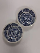 2x STAFFORDSHIRE ALFRED MEAKIN FAIR WINDS BLUE COUPE CEREAL BOWLS MINT