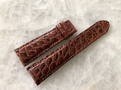 22mm/18mm Brown Alligator Crocodile Embossed Leather Watch Strap Band